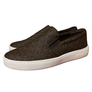 MICHAEL Michael Kors Brown Logo Keaton Slip-On Sneakers Size 9